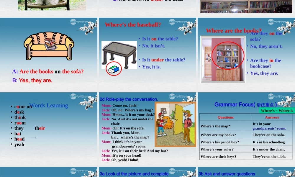 6【名师课件】Unit 4 Where’s my schoolbag sectionA(3a-3c)课件.PPT