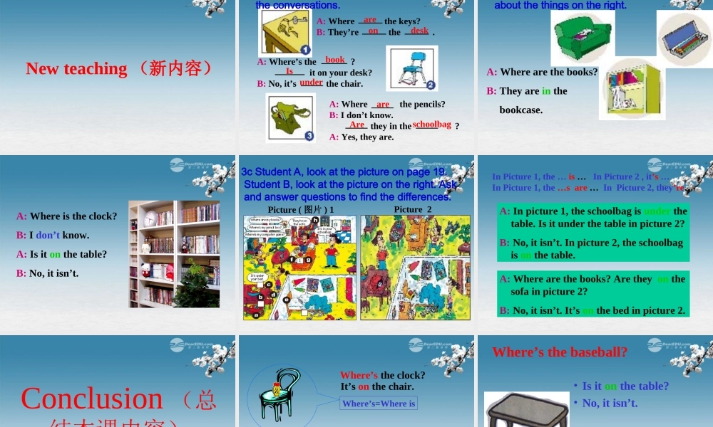 6【名师课件】Unit 4 Where’s my schoolbag sectionA(3a-3c)课件.PPT