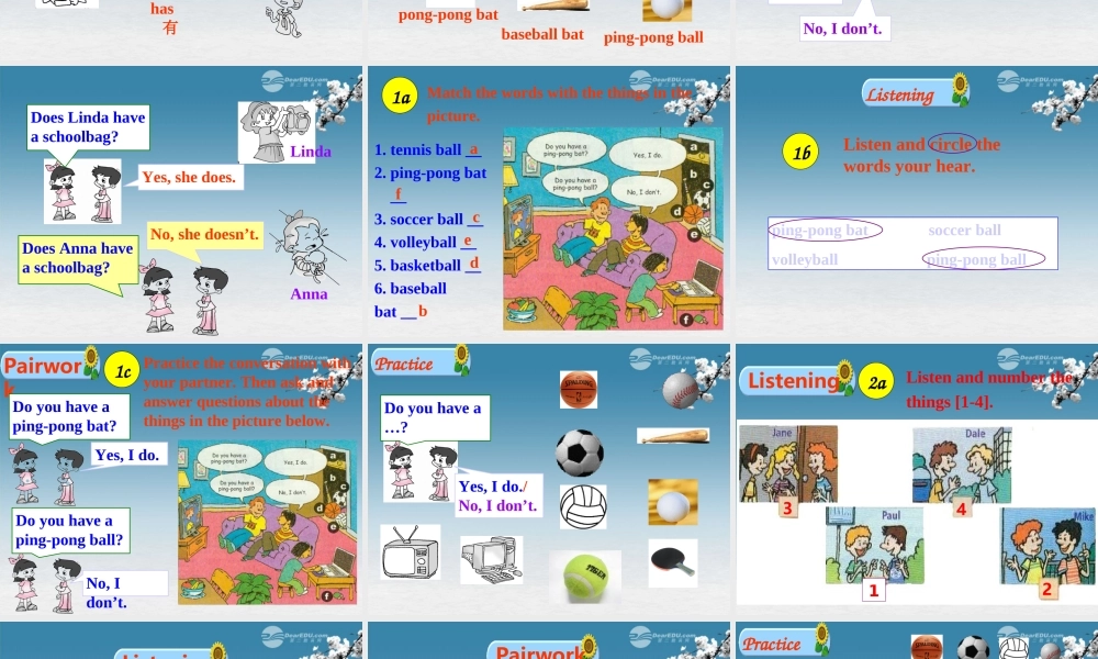 6【名师课件】Unit 5 Do you have a soccer ball Section A 1课件.ppt