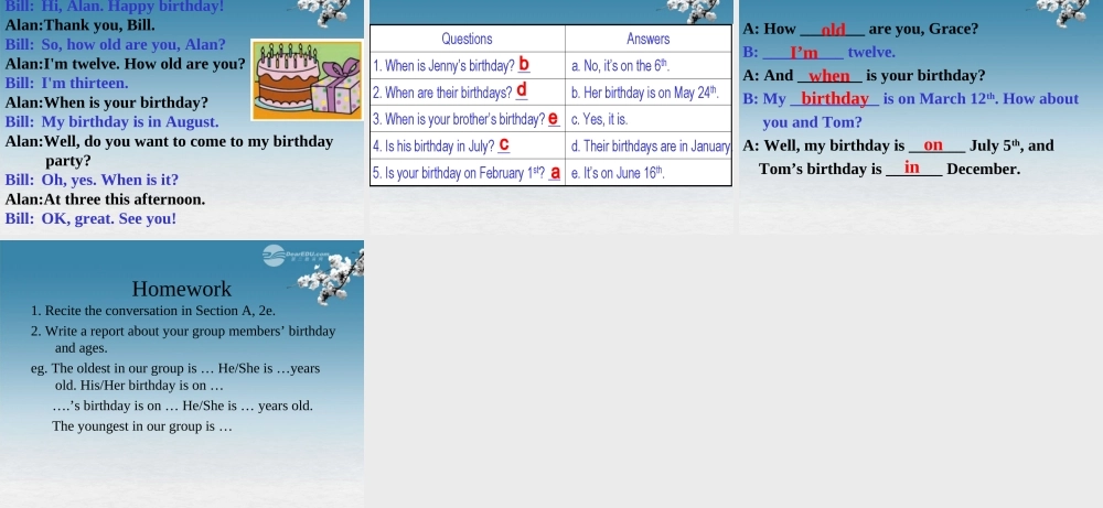 6【名师课件】Unit 8 When is your birthday period 2 Section A 2e–3c课件.ppt