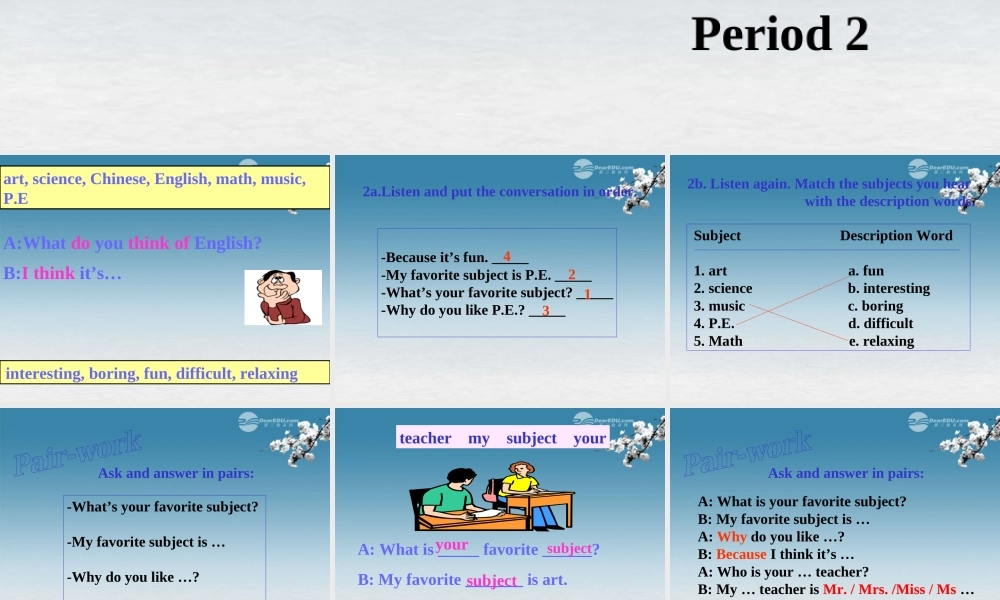 6【名师课件】Unit 9 my favorite subject is science period 2课件.ppt