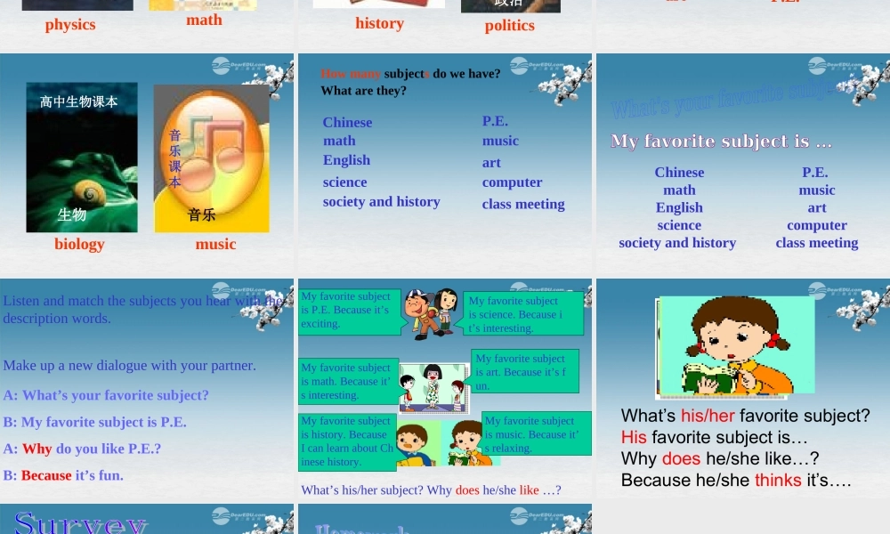 6【名师课件】Unit 9 my favorite subject is science period 1课件.ppt