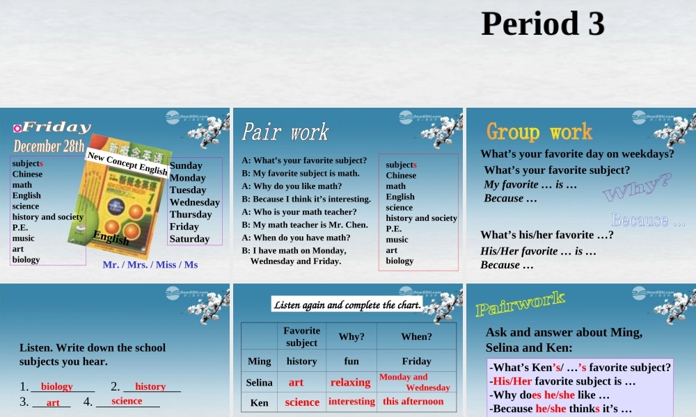 6【名师课件】Unit 9 my favorite subject is science period 3课件.ppt
