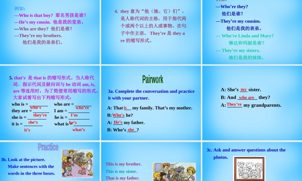 7【名师课件】Unit 2 This is my sister Section A课件1.ppt