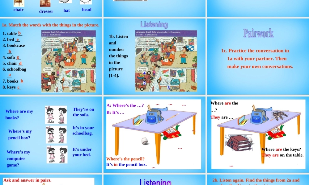 7【名师课件】Unit 4 Where’s my schoolbag Section A课件1.ppt