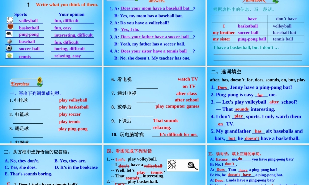 7【名师课件】Unit 5 Do you have a soccer ball Section B课件2.ppt