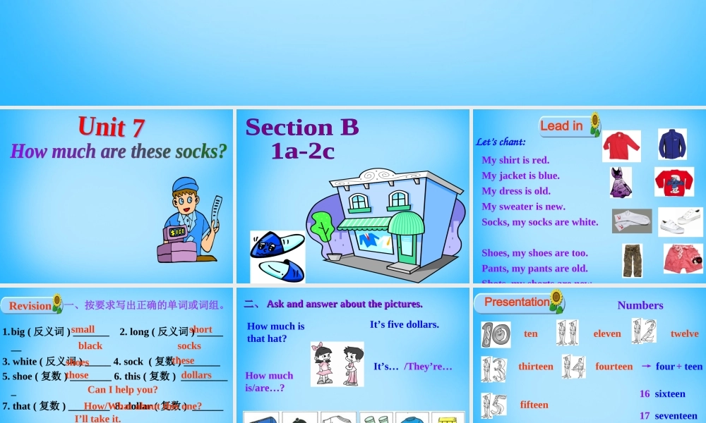7【名师课件】Unit 7 How much are these socks Section B课件1.ppt