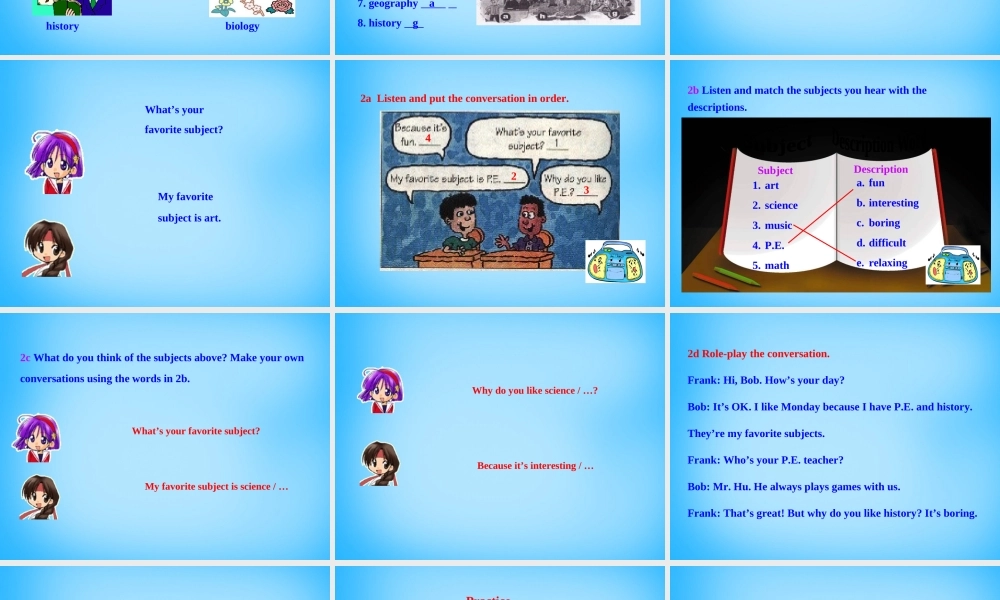 7【名师课件】Unit 9 My favorite subject is science Section A课件3.ppt