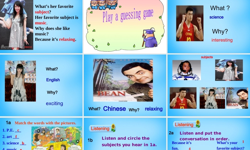 7【名师课件】Unit 9 My favorite subject is science Section A课件1.ppt