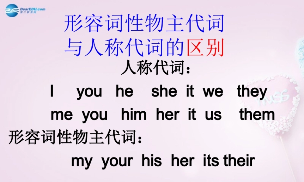 9【名师课件】Unit 1 My name is Gina人称代词与形容词性课件.ppt