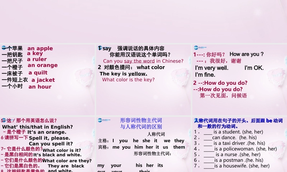 9【名师课件】Unit 1 My name is Gina课件1.ppt