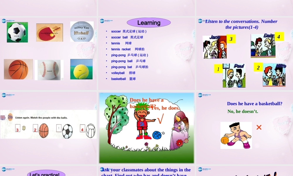 9【名师课件】Unit 5 Do have a soccer ball（第1课时）课件.ppt