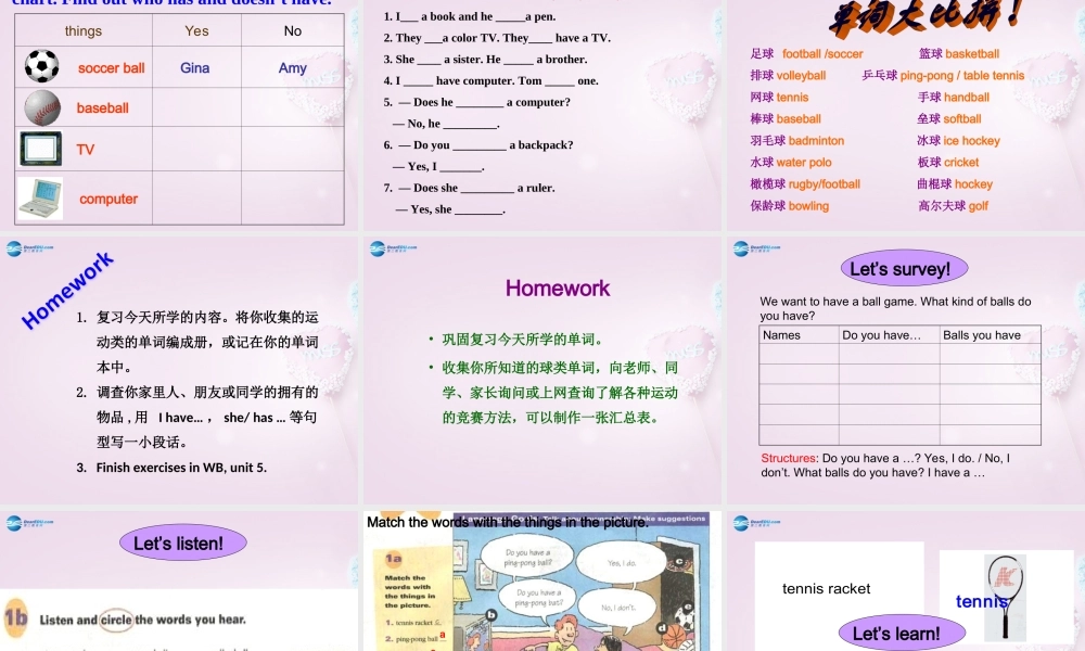 9【名师课件】Unit 5 Do have a soccer ball（第一课时）课件.ppt