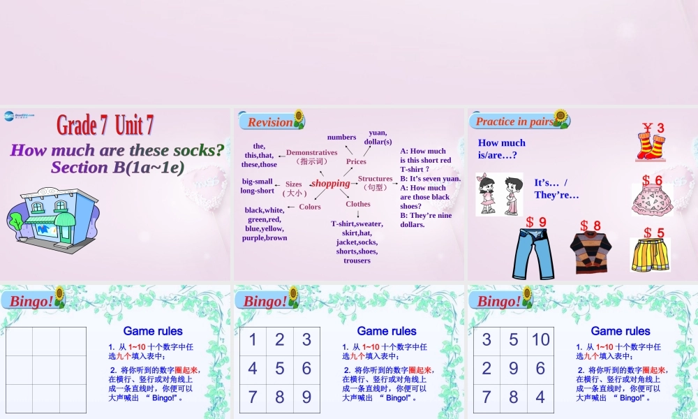 9【名师课件】Unit 7 How much are these socks Section B（1a-1e）课件.ppt