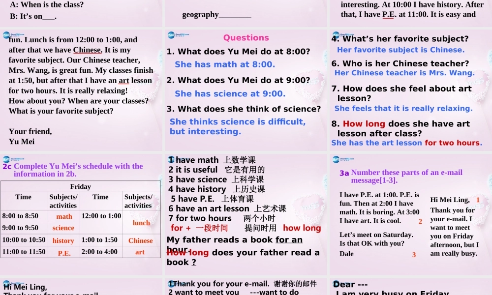 9【名师课件】Unit 9 My favorite subject is science Section B课件.ppt