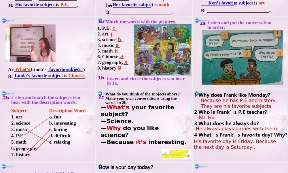 9【名师课件】Unit 9 My favorite subject is science all课件.ppt