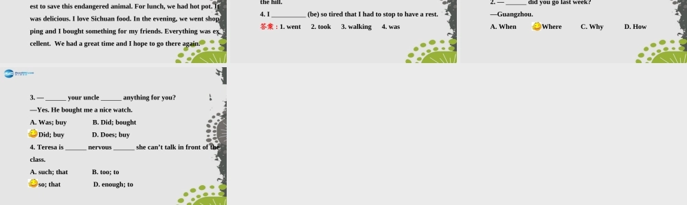 【世纪金榜】八年级英语上册 Unit 1 Where did you go on vacation？Section B（3a—Self Check）课件.ppt