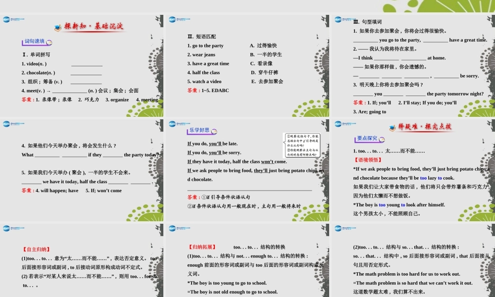 【世纪金榜】八年级英语上册 Unit 10 If you go to the partyyou’ll have a great time！Section A1课件.ppt