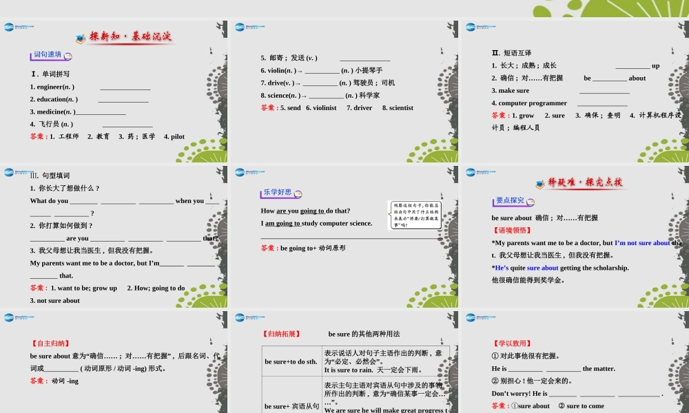 【世纪金榜】八年级英语上册 Unit 6 I’m going to study computer science Section A（1a—2d）课件.ppt