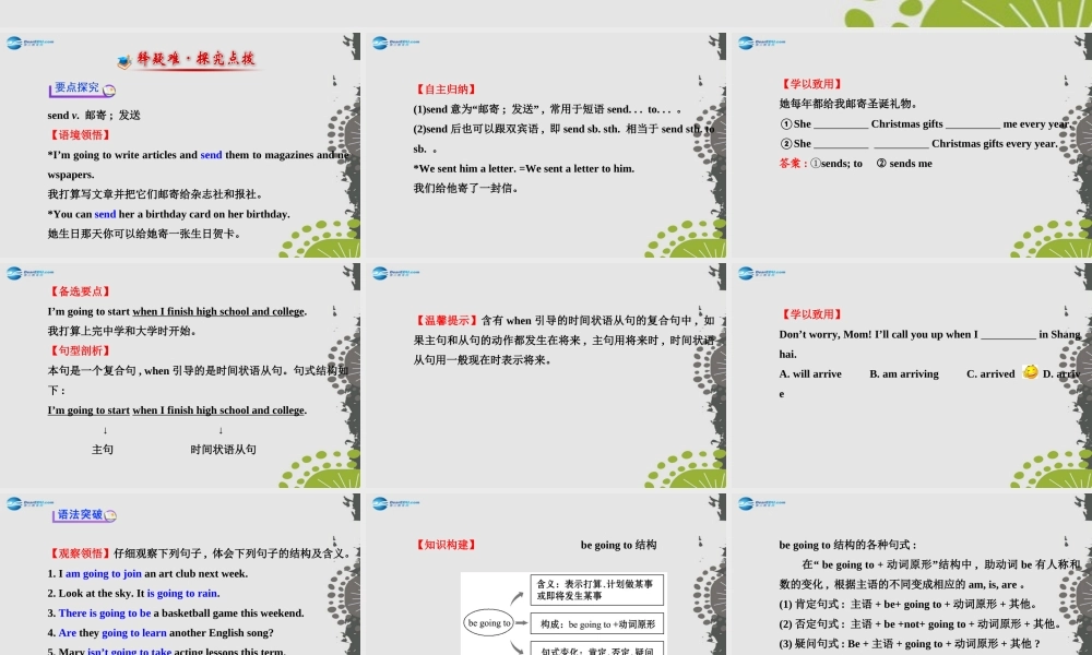 【世纪金榜】八年级英语上册 Unit 6 I’m going to study computer science Section A（Grammar Focus—3c）课件.ppt
