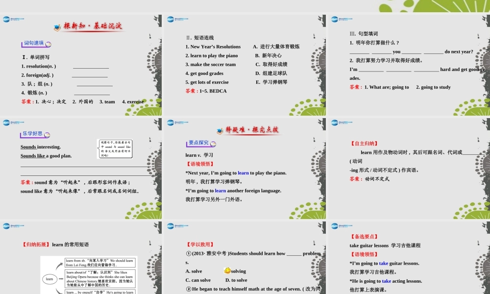 【世纪金榜】八年级英语上册 Unit 6 I’m going to study computer science Section B（1a—1e）课件.ppt