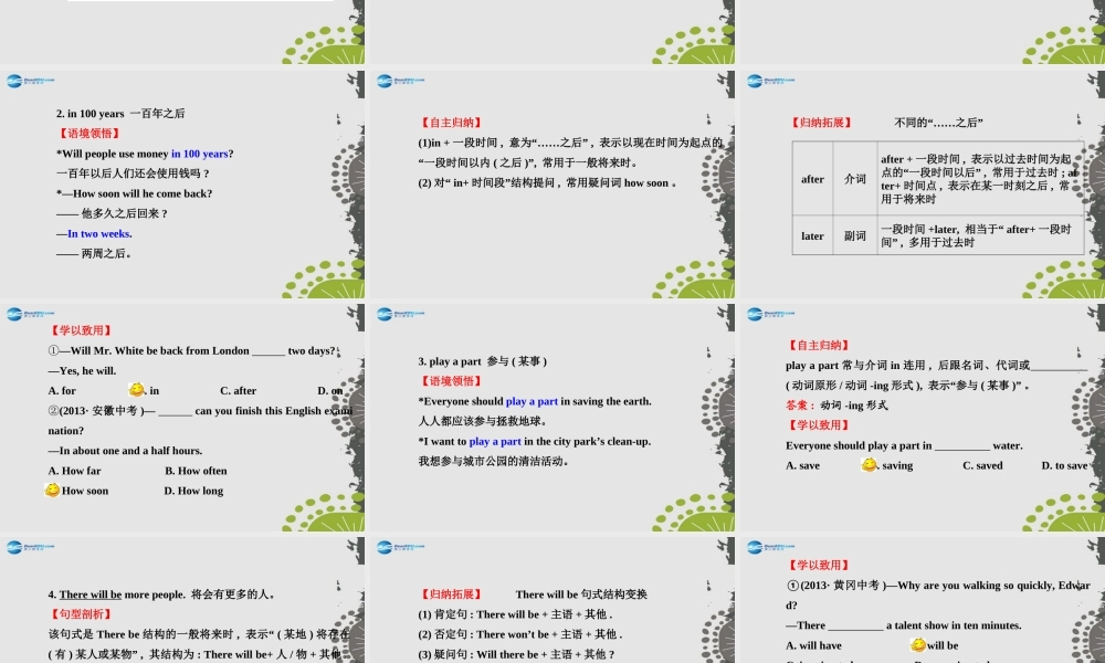 【世纪金榜】八年级英语上册 Unit 7 Will people have robots？Section A（1a—2d）课件.ppt