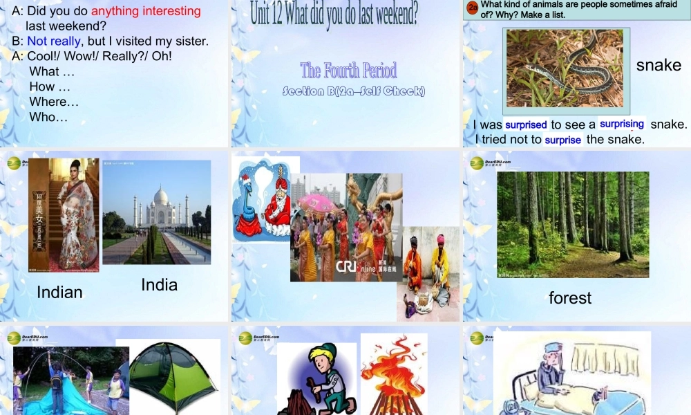 【吉林】 《Unit 12 What did you do last weekend》Section B课件.ppt