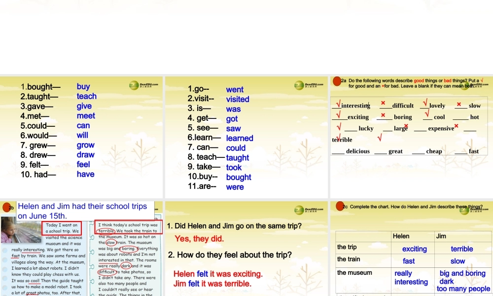 【吉林】 《Unit 11 How was your school trip》Section B课件（1）.ppt