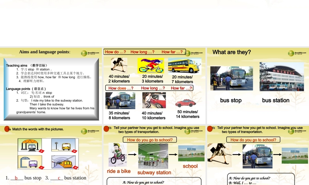 【吉林】 《Unit 3 How do you get to school》Section B(1a-1e)课件.ppt