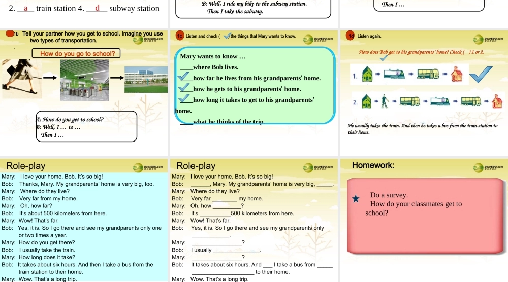 【吉林】 《Unit 3 How do you get to school》Section B(1a-1e)课件.ppt