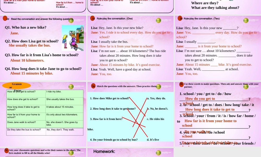 【吉林】 《Unit 3 How do you get to school》Section A(2e-3c)课件.ppt