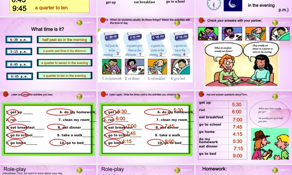 【吉林】 《Unit 2 What time do you go to school》Section B(1a-1e)课件.ppt