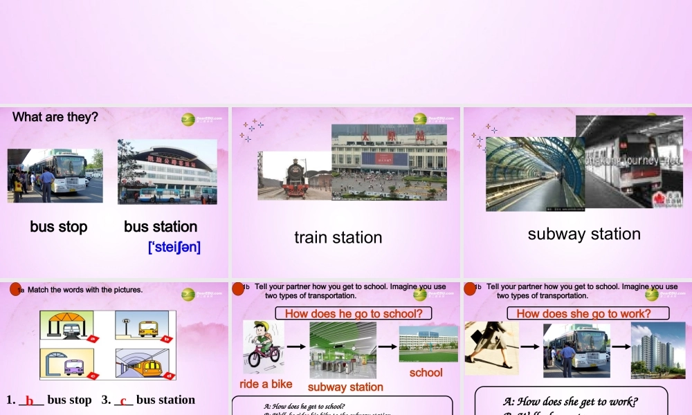 【吉林】 《Unit 3 How do you get to school》Section B Period 1课件.ppt