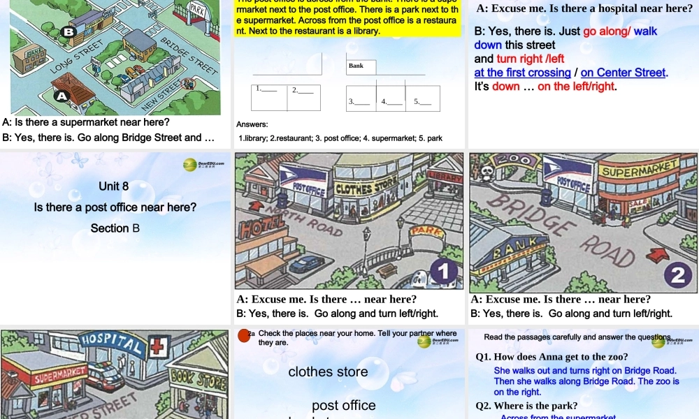 【吉林】 《Unit 8 Is there a post office near here》Section B课件.ppt