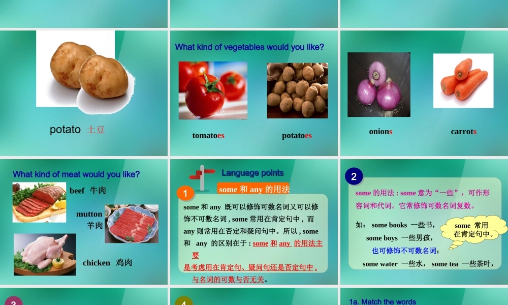 【名师精品】1 Unit 10 I'd some noodles Section A (1a-1c)课件.ppt