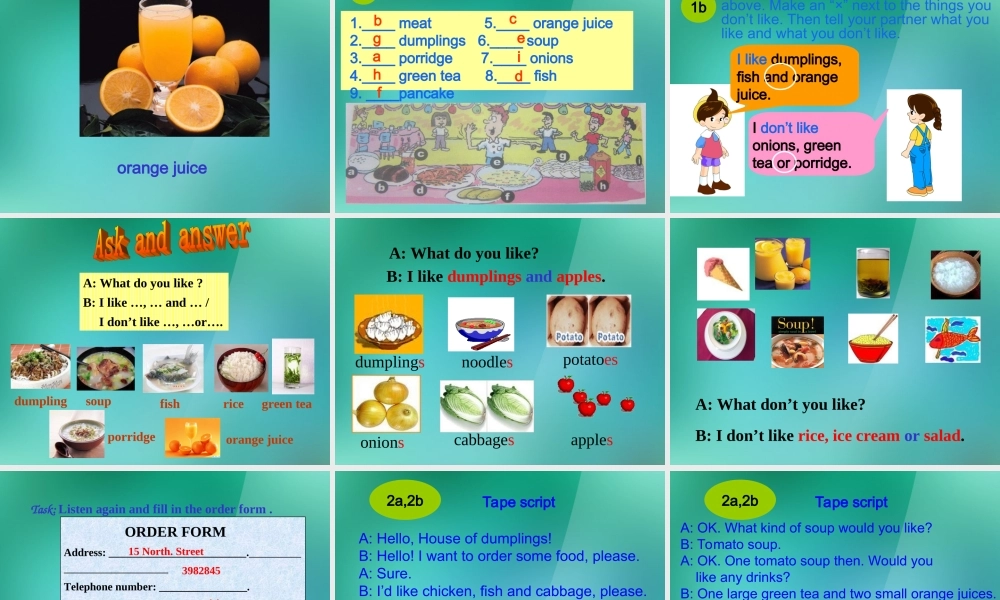 【名师精品】1 Unit 10 I'd some noodles Section B-1课件.ppt