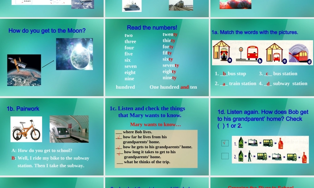 【名师精品】1 Unit 3 How do you get to school Section B 课件.ppt