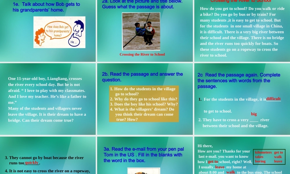 【名师精品】1 Unit 3 How do you get to school Section B 课件.ppt