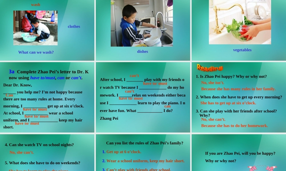 【名师精品】1 Unit 4 Don’t eat in class（Section B 3a-Self Check）课件.ppt