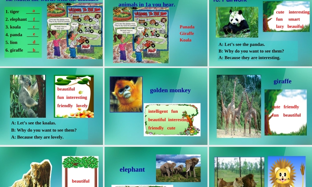 【名师精品】1 Unit 5 Why do you like pandas Section A 课件.ppt