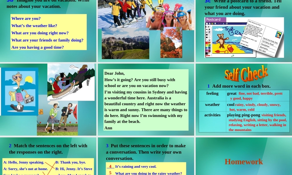 【名师精品】1 Unit 7 It's raining 3a-Self Check课件.ppt