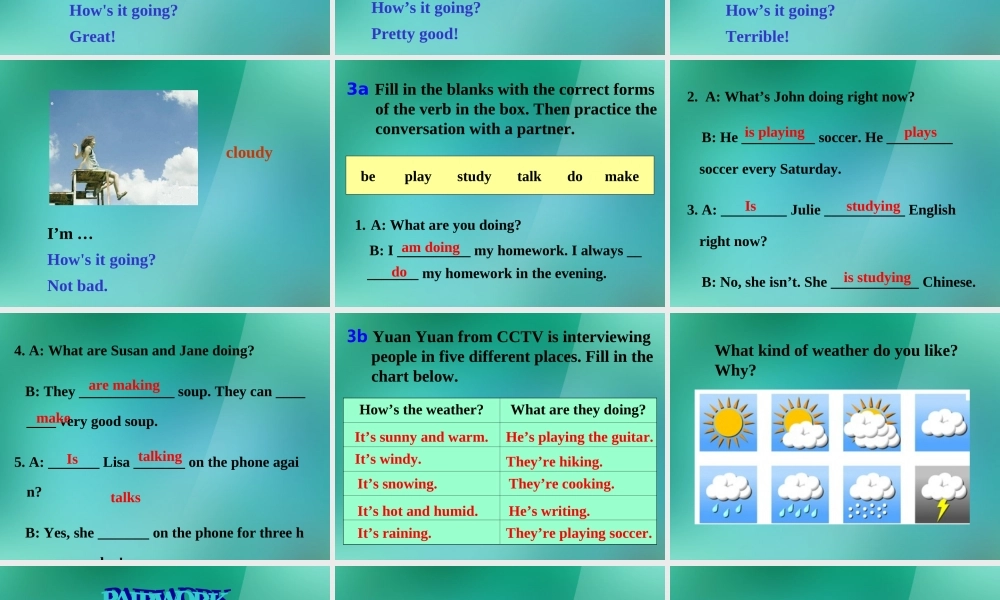 【名师精品】1 Unit 7 It's raining Section A 3a-3b课件.ppt