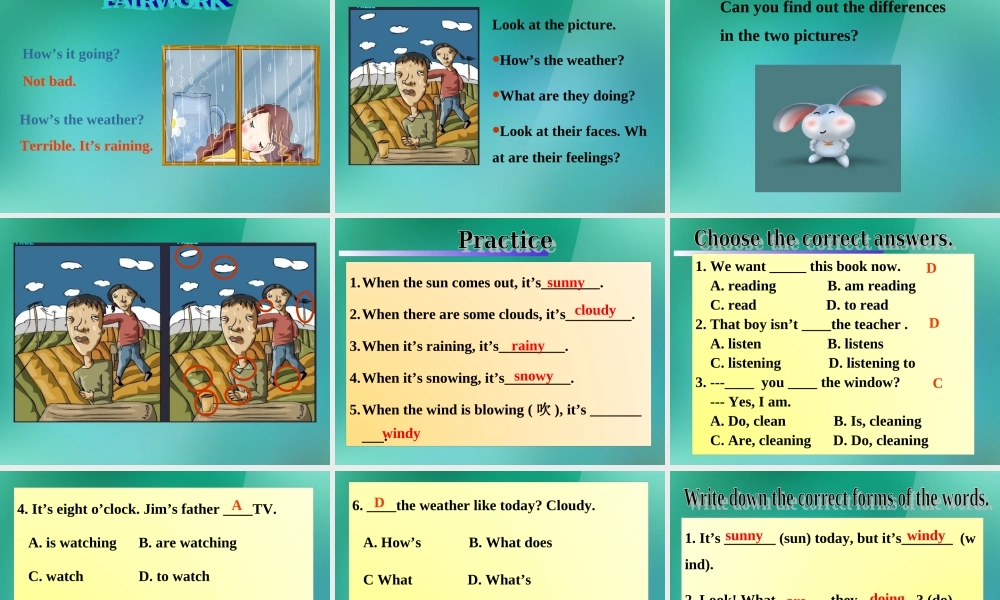 【名师精品】1 Unit 7 It's raining Section A 3a-3b课件.ppt