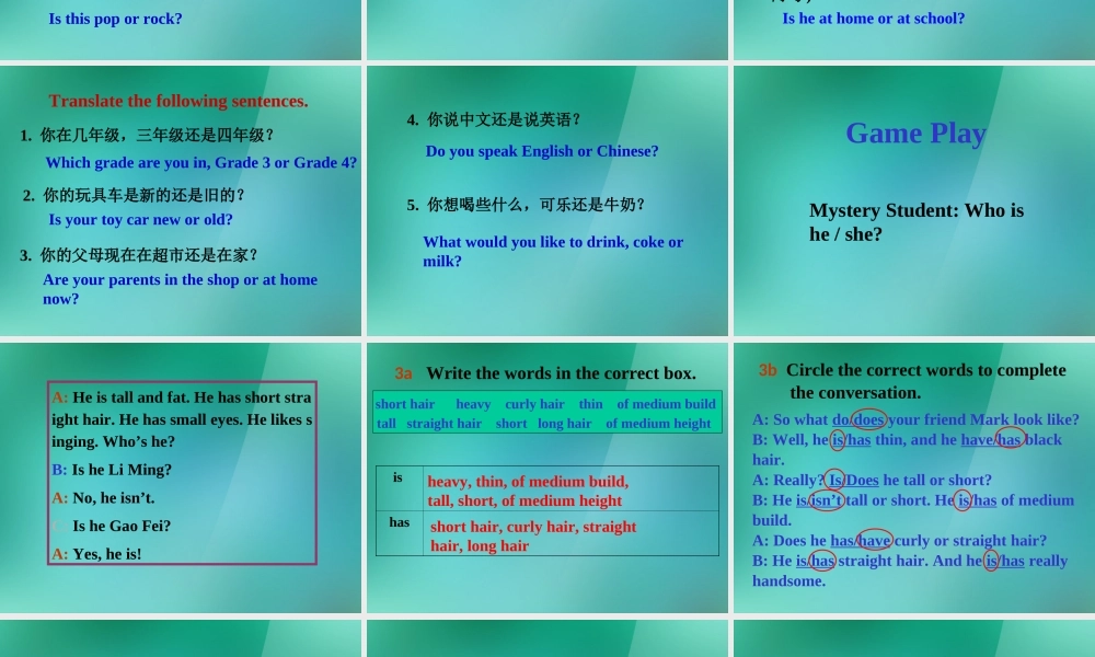 【名师精品】1 Unit 9 What does he look like Section A(3a-3c)课件.ppt