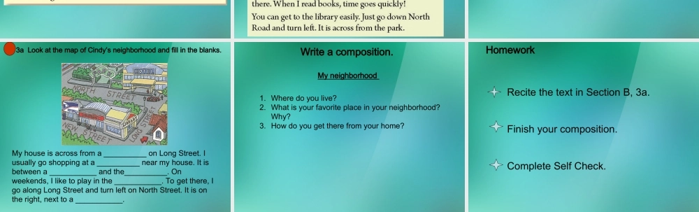 【名师精品】1 Unit 8 Is there a post office near here Section B 2a–Self C课件.ppt