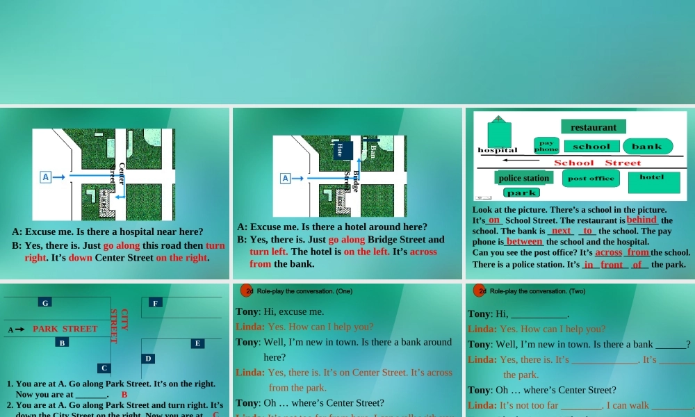 【名师精品】1 Unit 8 Is there a post office near here Section A 2d-3c 课件.ppt