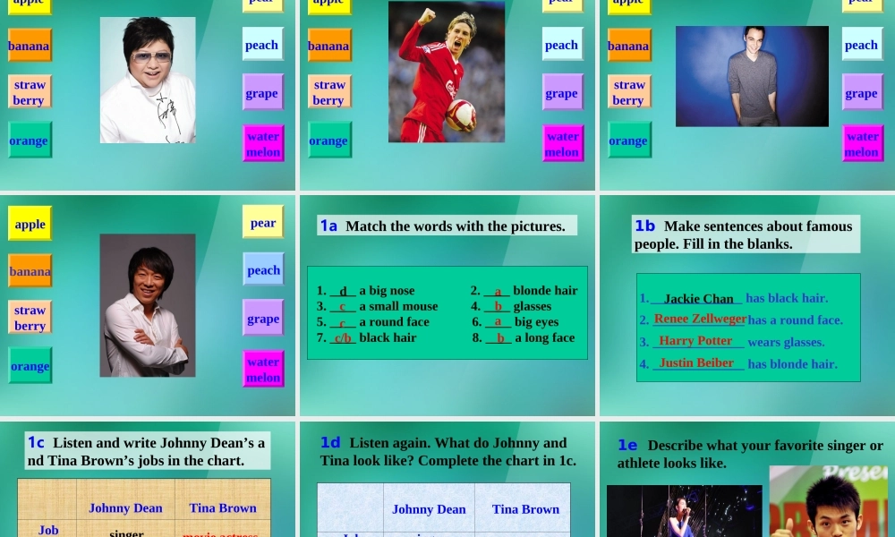 【名师精品】1 Unit 9 What does he look like Section B(1a-2c)课件.ppt