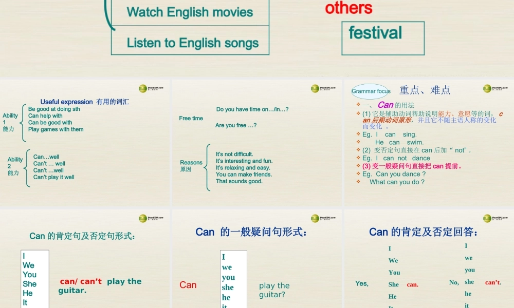 【名师精品】2 Unit 1 Can you play the guitar课件3.ppt