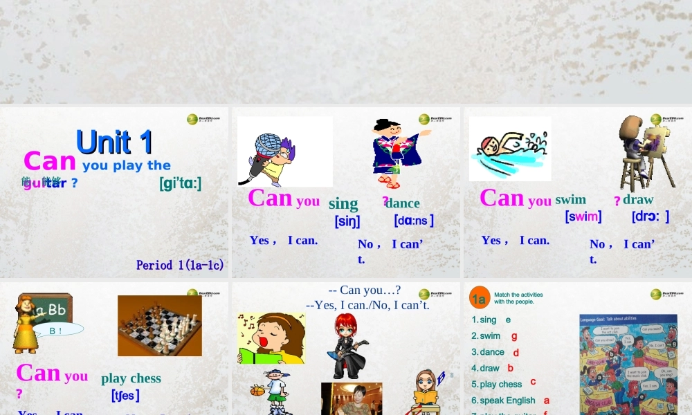 【名师精品】2 Unit 1 Can you play the guitar课件2.ppt