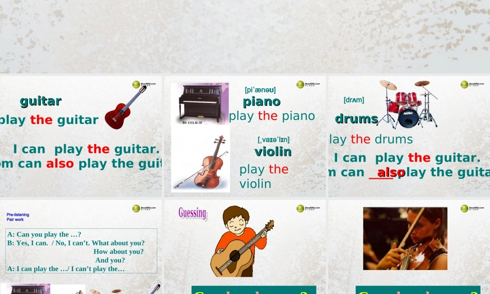 【名师精品】2 Unit 1 Can you play the guitar Section B课件1.ppt